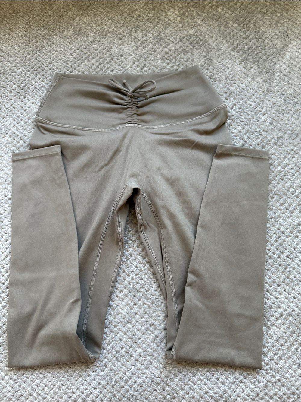 Crop Shop Boutique High-Waist Ruched Leggings in khaki green